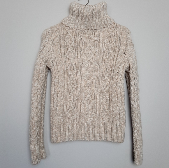 BANANA REPUBLIC Fisherman Cable Turtleneck Sweater Sz XS - Picture 5 of 14